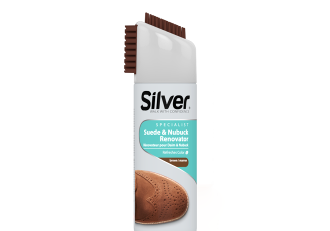SILVER SUEDE & NUBUCK RENOVATOR WITH BRUSH CAP BROWN - 200ML