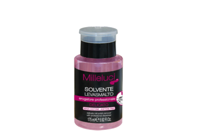 MELLULUCI NAIL POLISH REMOVER - DELICATE WITH PROFESSIONAL DISPENSER ACETONE FREE (175 ML)